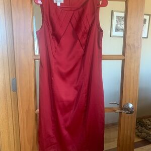 Red Satin Sheath Dress. Size 8. Hits above knee.